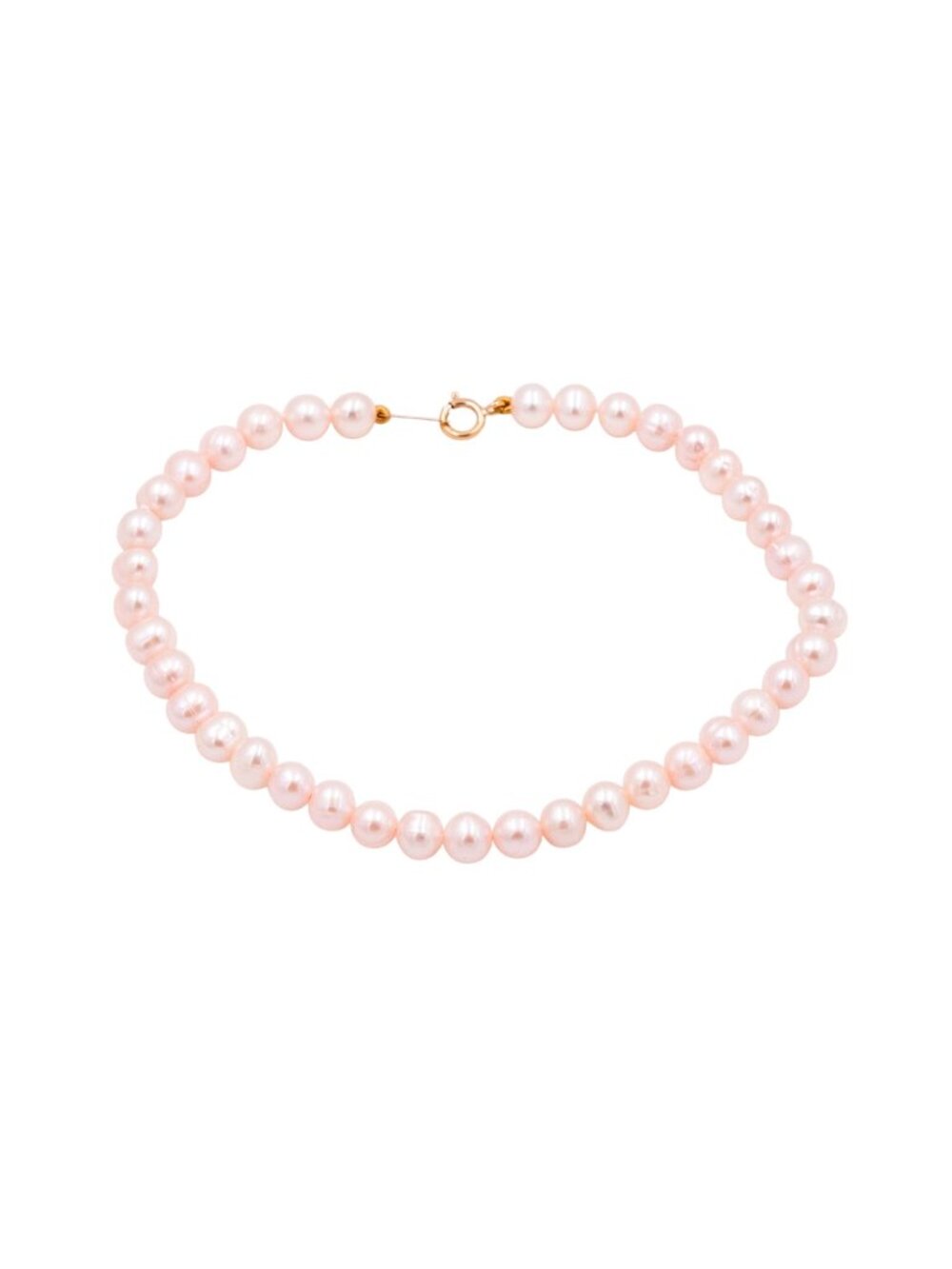 14K Yellow Gold 5mm Pink Cultured Freshwater Pearl Bracelet 7.5 Inch